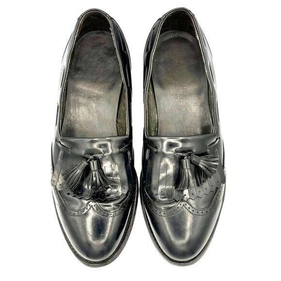 Vintage Stafford Comfort Plus Wingtip Tassel Black Leather Loafers Men\'s 9 D/B main image 7